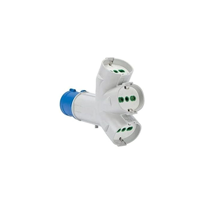 Fanton 73095 Adattatore Industriale Triplex Spina 2P+T 16A IP44 3 Prese Bipasso Schuko 2P+T 16A 200-250V colore Bianco