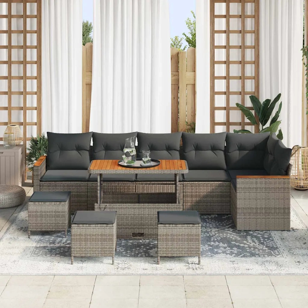 Set Divano da Giardino 10 pcs Grigio polyrattan