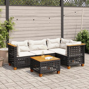 Set Divani da Giardino 5 pz con Cuscini in Polyrattan Nero 3261806