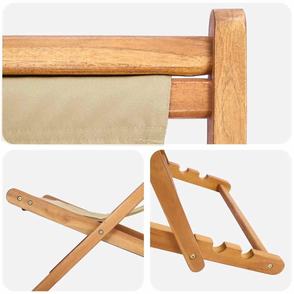 Sedia da Giardino | Sedia da spiaggia Beige Legno di teak solido