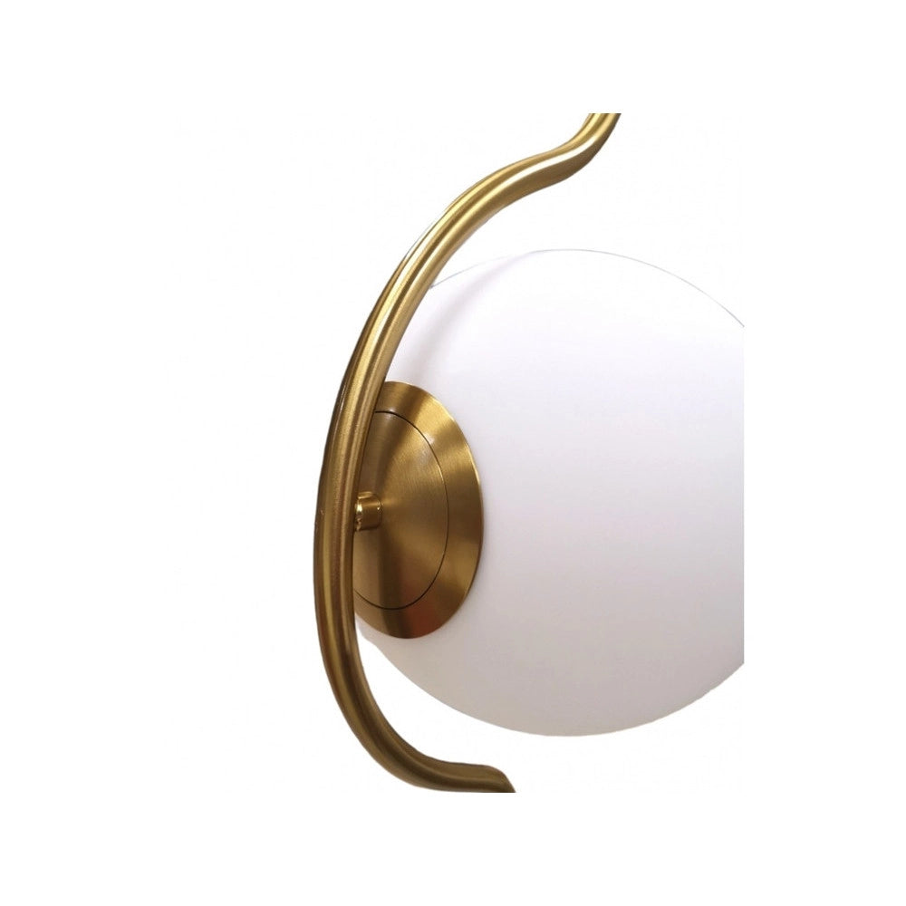 Trade Shop - Lampada Da Terra Oro Con Sfera In Vetro Bianco Piantana E27 Design Moderno 33894 -