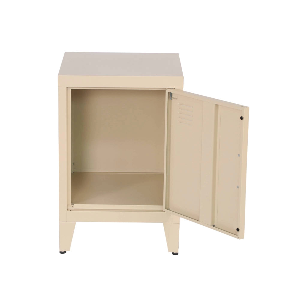 Set 2 comodini industriali, 1 anta, beige