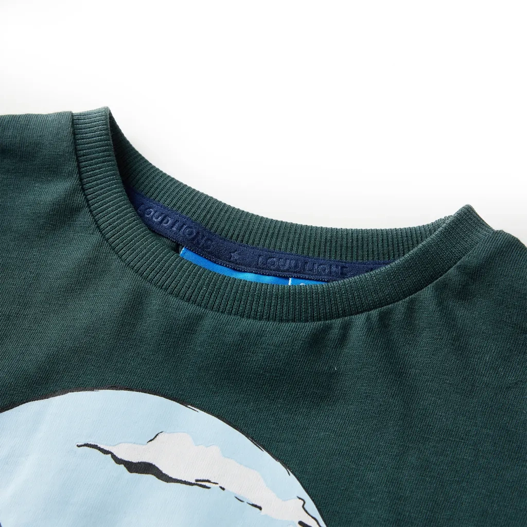 Maglietta da Bambino Maniche Lunghe Verde Scuro 104