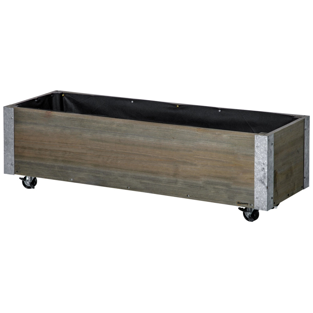 Fioriera Grande con Ruote ¨C Xylo ¨C Tessuto Non Tessuto Grigio Chiaro 96x30,6x30 cm