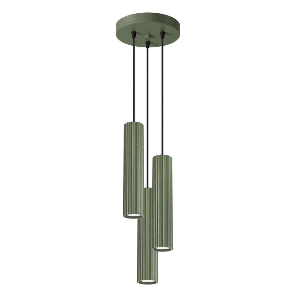 Lampada a sospensione KARBON 3P verde oliva