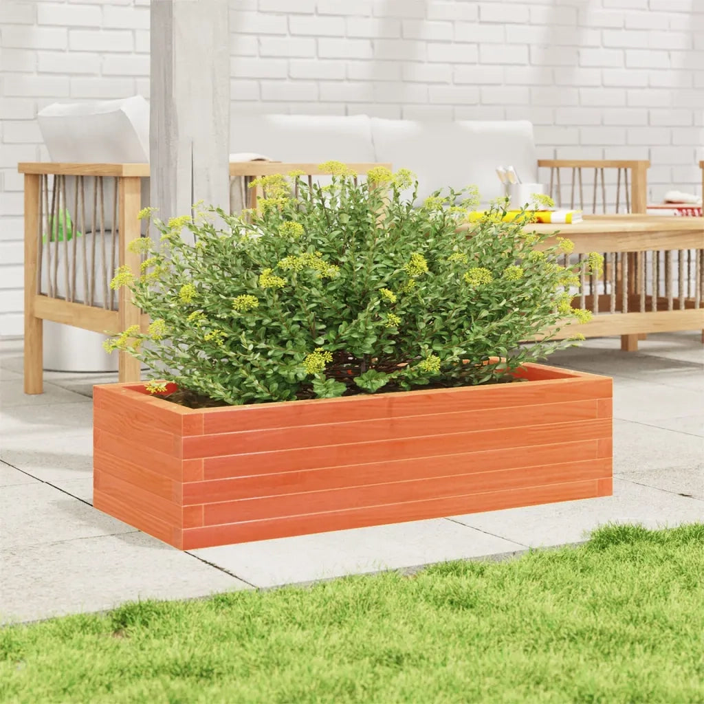 Fioriera | Cassetta per fiori | Vaso Giardino Marrone Cera 90x40x23 cm Legno Massello Pino