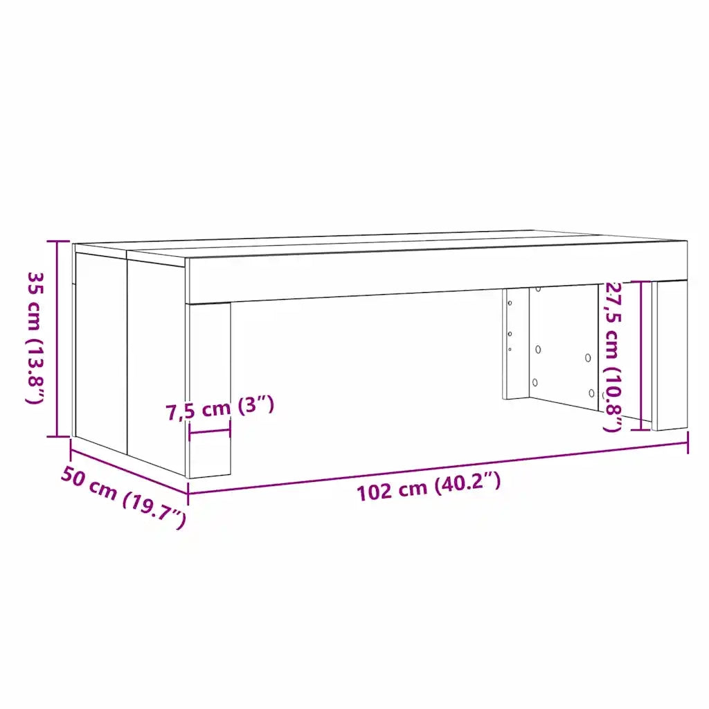 Tavolino da salotto Rovere Nero 102 x 50 x 35 cm 862072