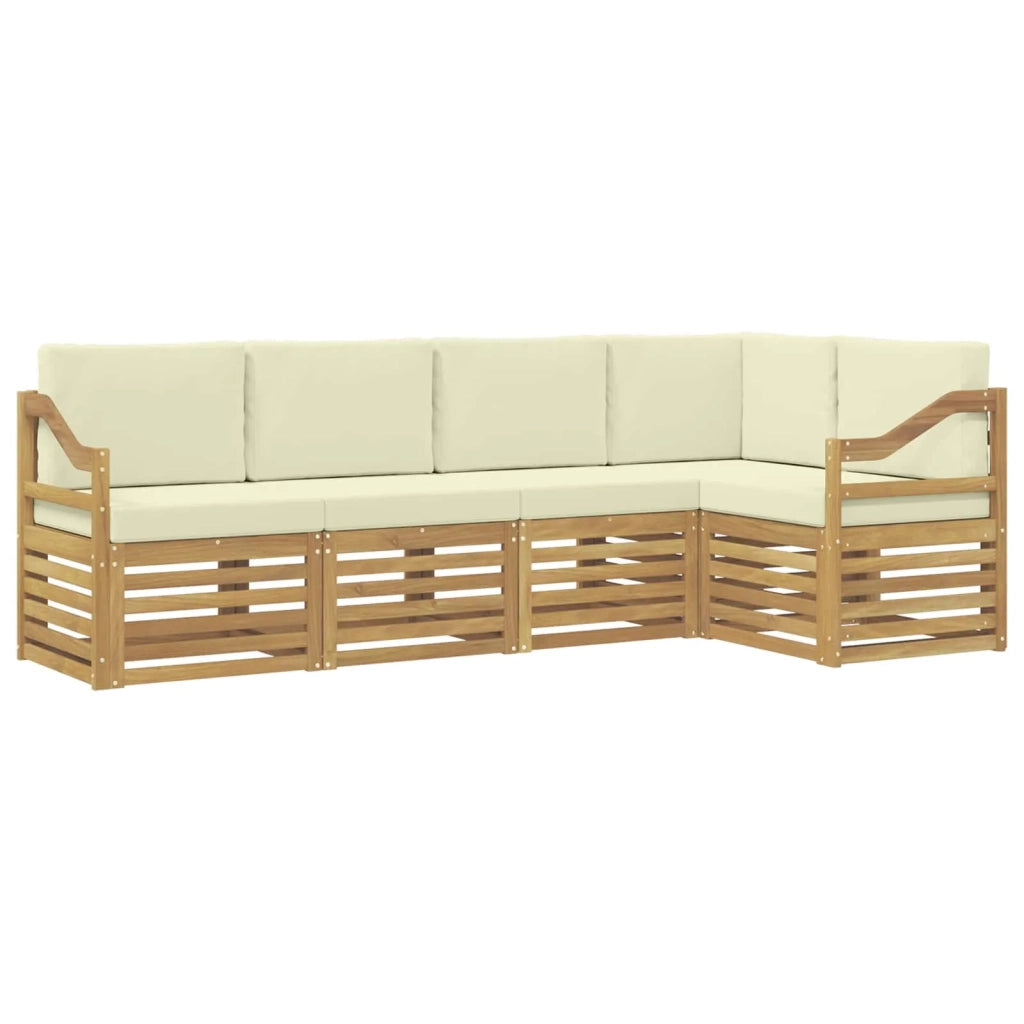 Set divano sezionale con cuscino 5 pcs Bianco e Crema 3391850
