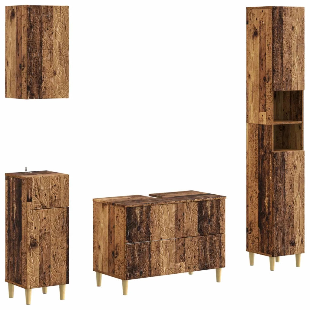 Set di Mobili da Bagno da 4 Pezzi DELFT Legno antico 3417952