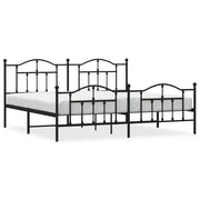 Letto matrimoniale | Letto per adulti | Giroletto con Testiera e Pediera Metallo Nero 193x203 cm
