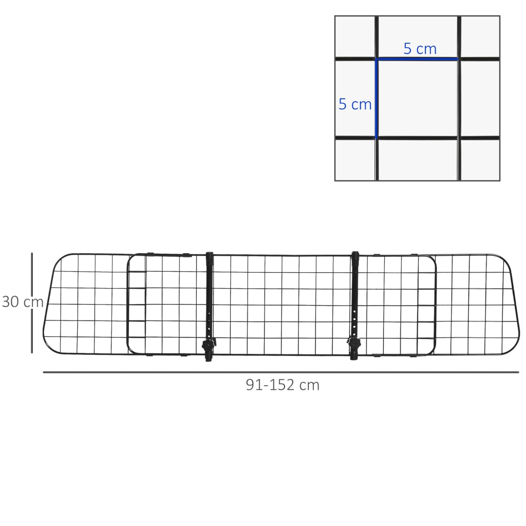 Divisorio Auto per Cani ¨C Xylo ¨C Regolabile 91-152x30cm Nero
