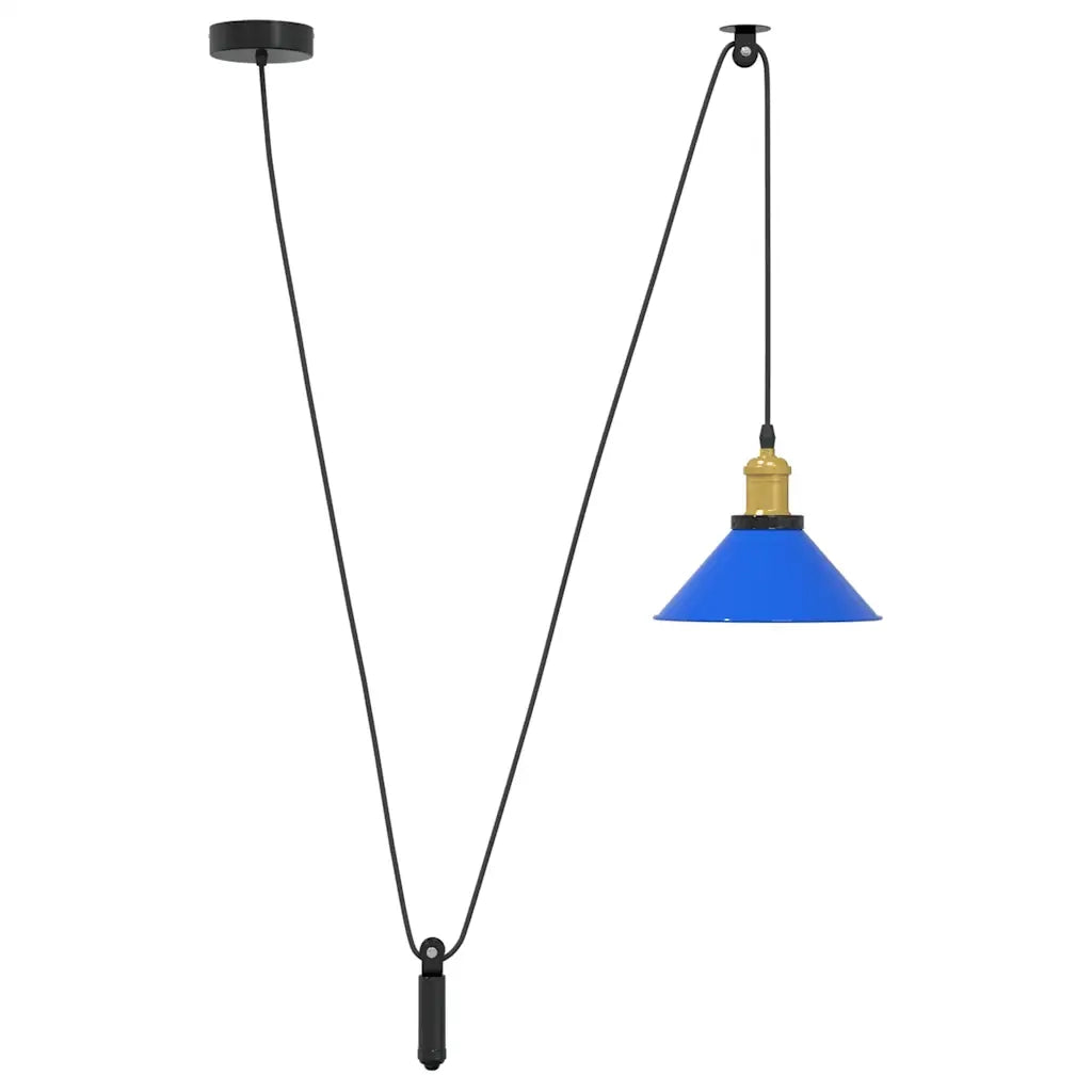 Lampada a Sospensione Regolabile E27 Blu Scuro Ø22 cm Metallo 4103444