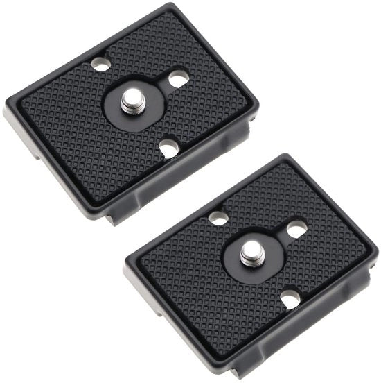 Piatto di Rilascio Rapido - 2x Alluminio - Compatibile con Manfrotto 200PL/128RC/141RC - Nero - 51x42x10mm - Resistente agli Impatti - Piatto per Tripode