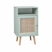 Comodino scandinavo in vimini, verde celadon