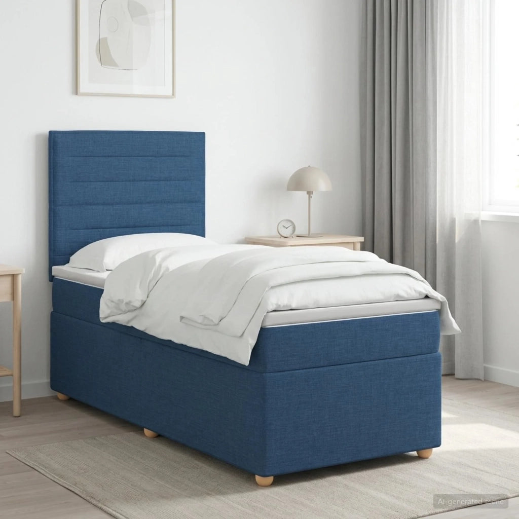 Letto box spring con materasso Blu 90 x 190 cm Tessuto 3453773