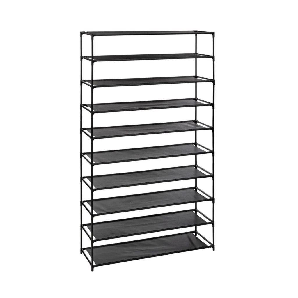 Scarpiera a 10 livelli in tessuto nero