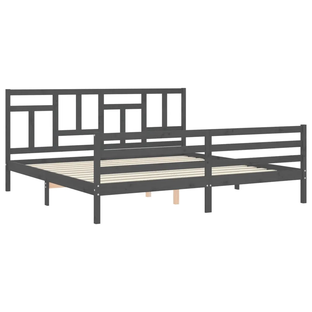 Giroletto con Testiera Grigio 200x200 cm in Legno Massello 3194983