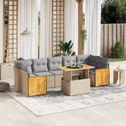 Set Divano da Giardino 8 pz con Cuscini Beige in Polyrattan