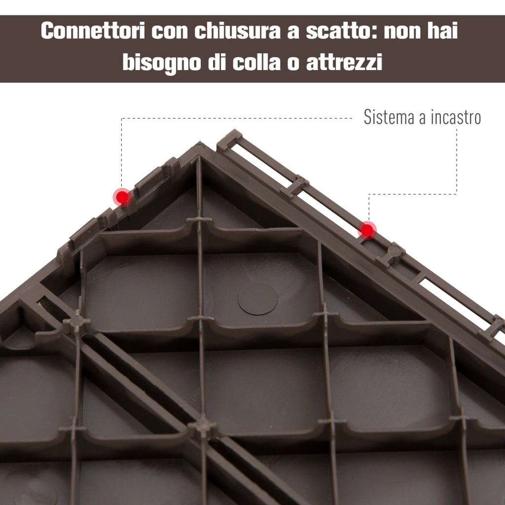 Set 9 Mattonelle a Incastro per Terrazzo, Piastrelle per pavimenti (30x30x2cm) in PP Antiscivolo, Area: 0.81 mq Marrone