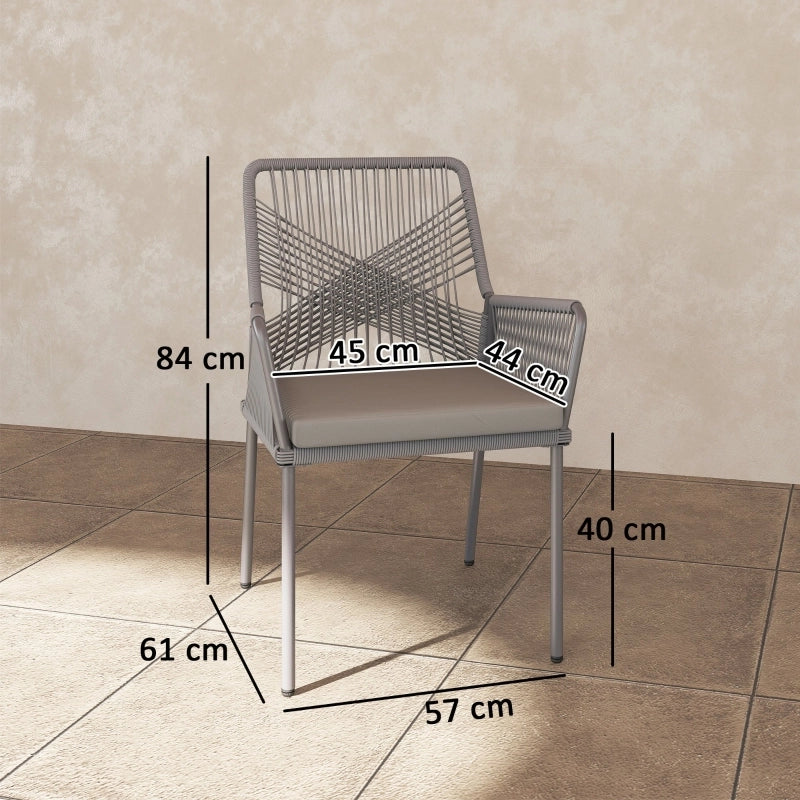 OKWISH Set di 2 Sedie da Giardino con Braccioli, Schienale Ampio e Cuscini Sfoderabili, Rattan Grigio Scuro