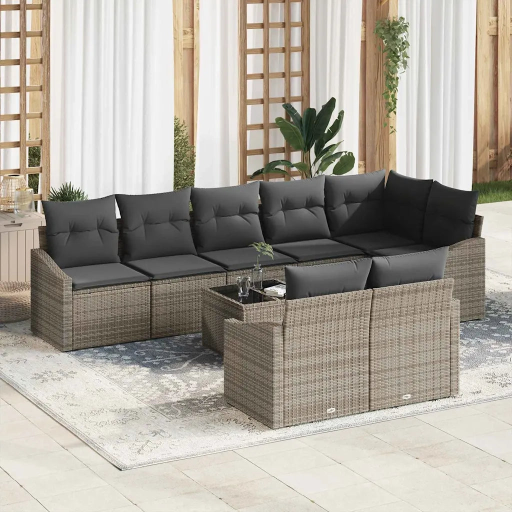 Set di divani con cuscino 9 pcs Grigio polyrattan