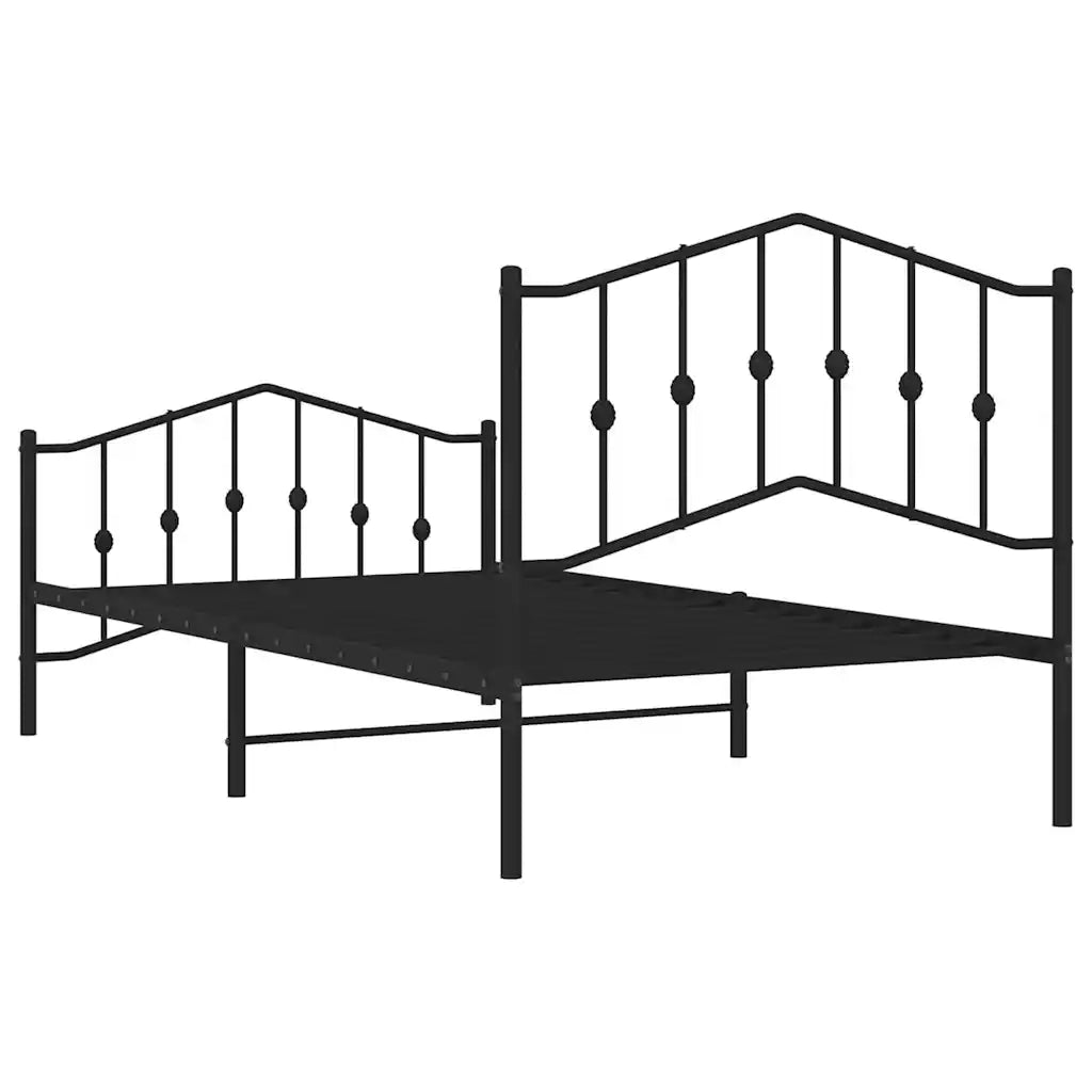 Giroletto con Testiera e Pediera Metallo Nero 100x190 cm 373801