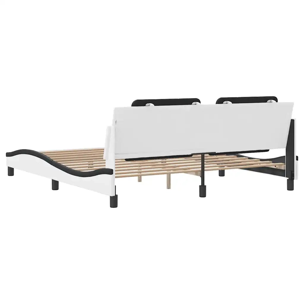 Giroletto senza Materasso-Struttura Letto Zadar Bianco e Nero 180x200 cm in Similpelle