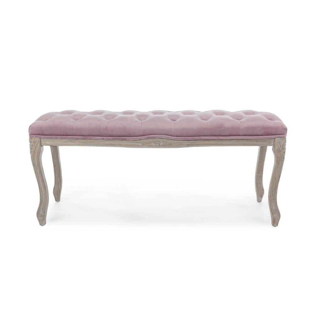 Panca imbottita in tessuto con gambe in legno stile classico - ARIANNA