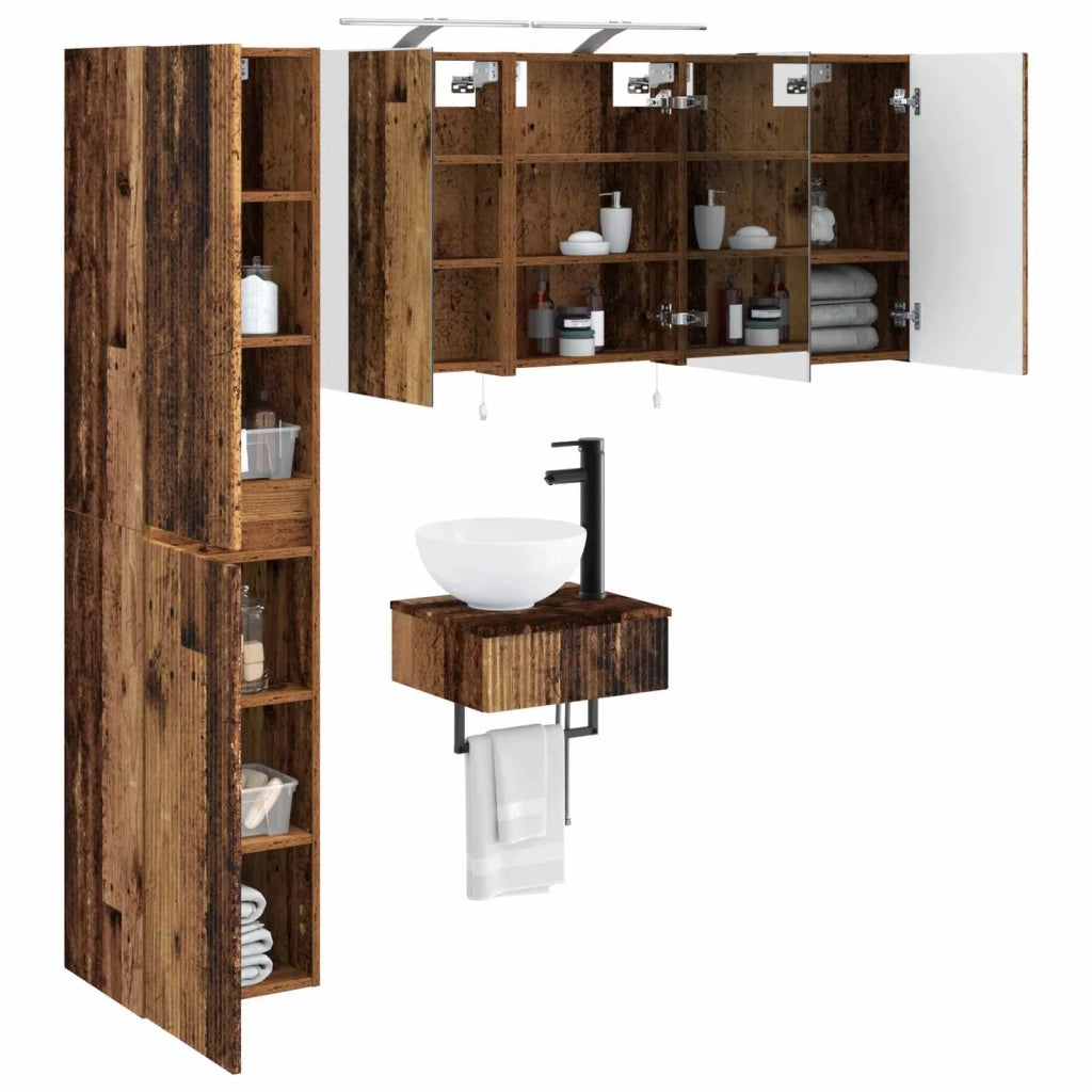 Set di mobili per il bagno 5 pz Legno antico 3407245