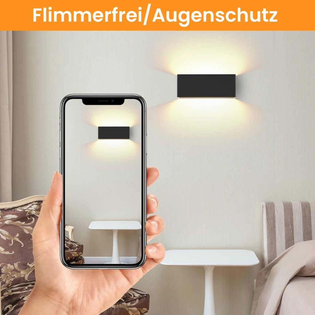 ZMH Applique a LED moderna con luce su e giù lampada da parete nera IP20