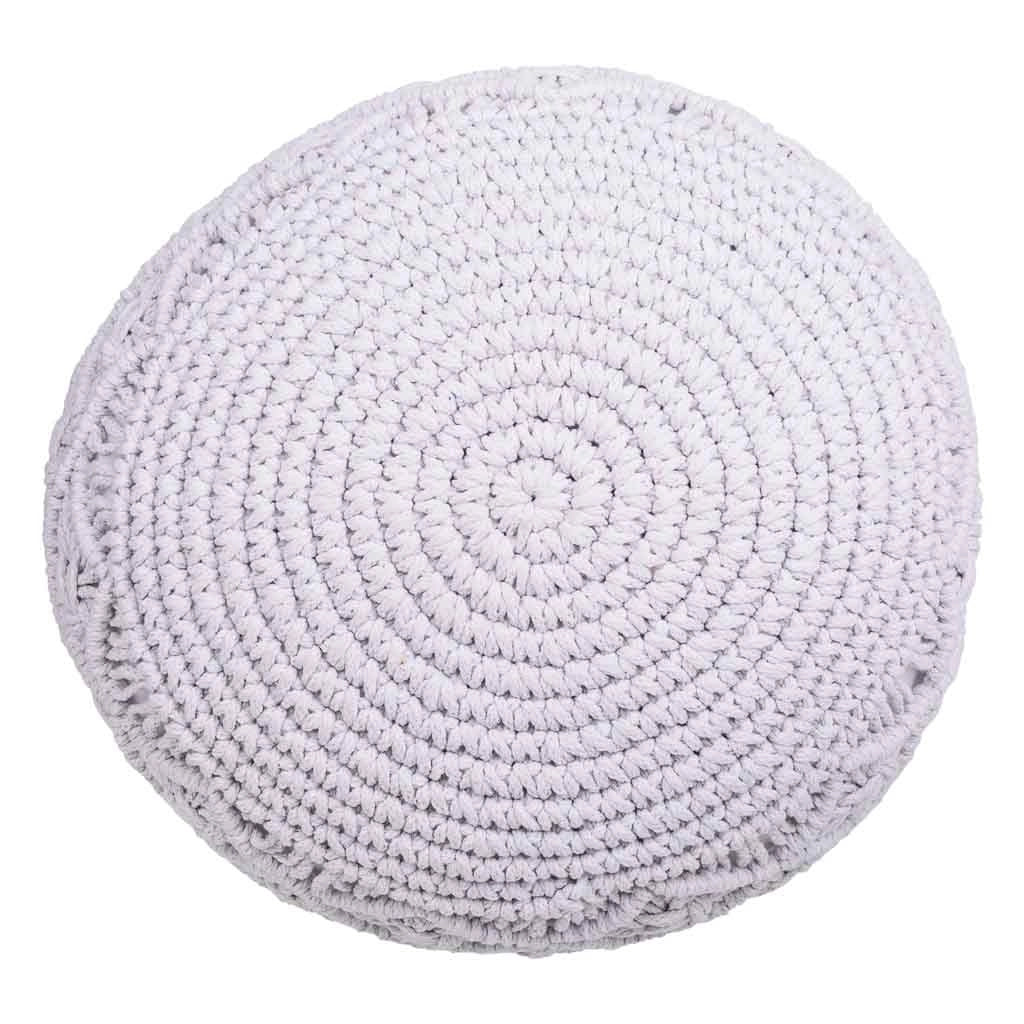 Puf in cotone intrecciato bianco 45x45x33h