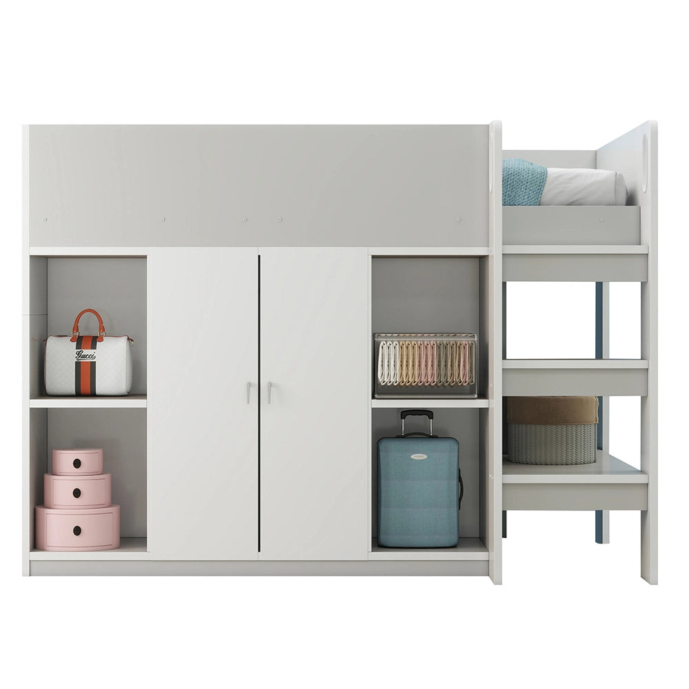 Letto a castello - Xylo - 90x200 cm armadio grigio