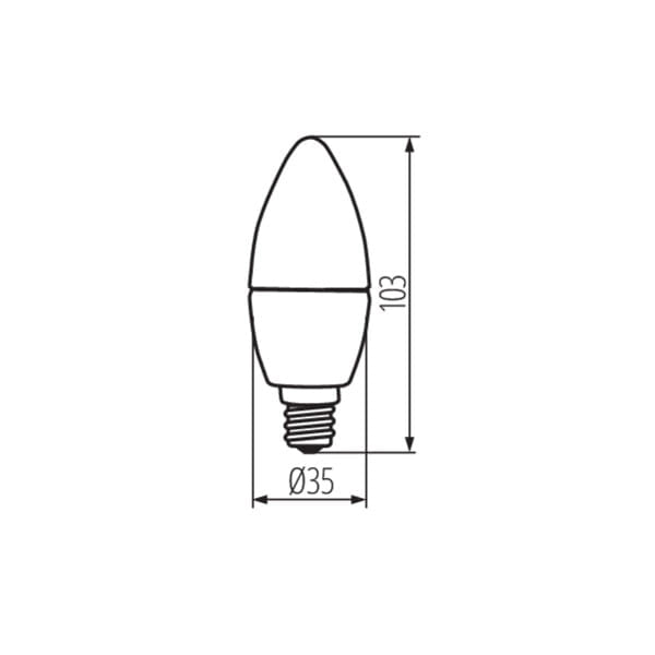 Lampadina LED C35 candela E14 4,9W 470lm 3000K Miledo