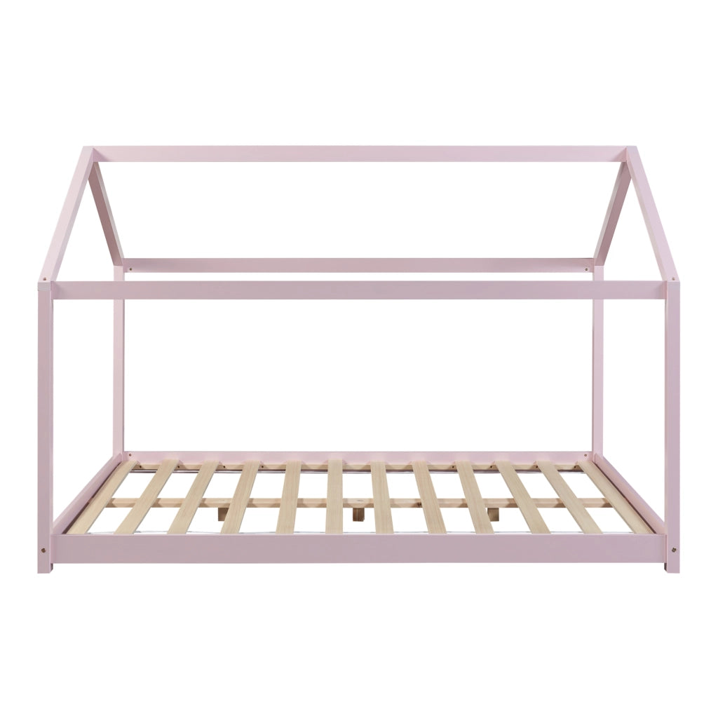 Letto per Cameretta Cerro a Forma di Casetta 120 x 200 cm Rosa [en.casa]