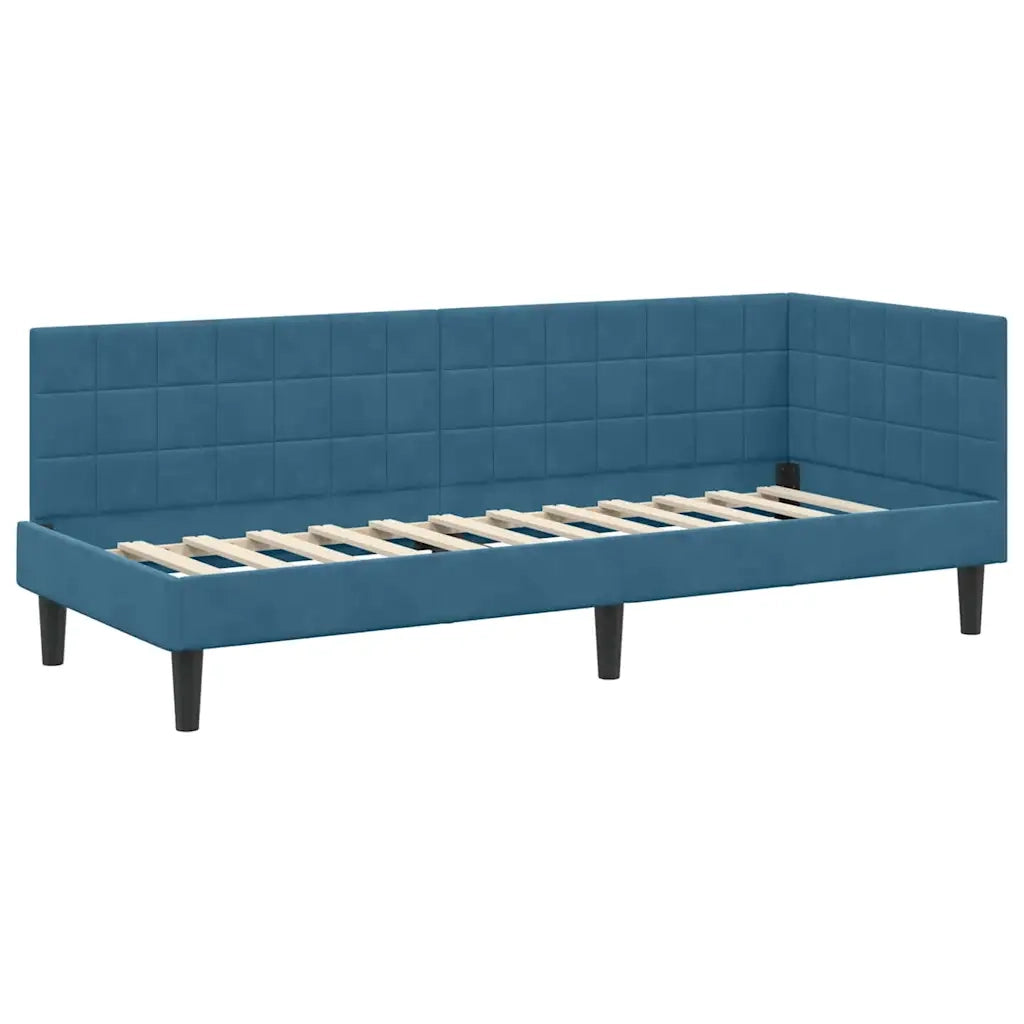 Cornice del letto ad angolo Blu 80 cm x 200 cm Velluto 42016407