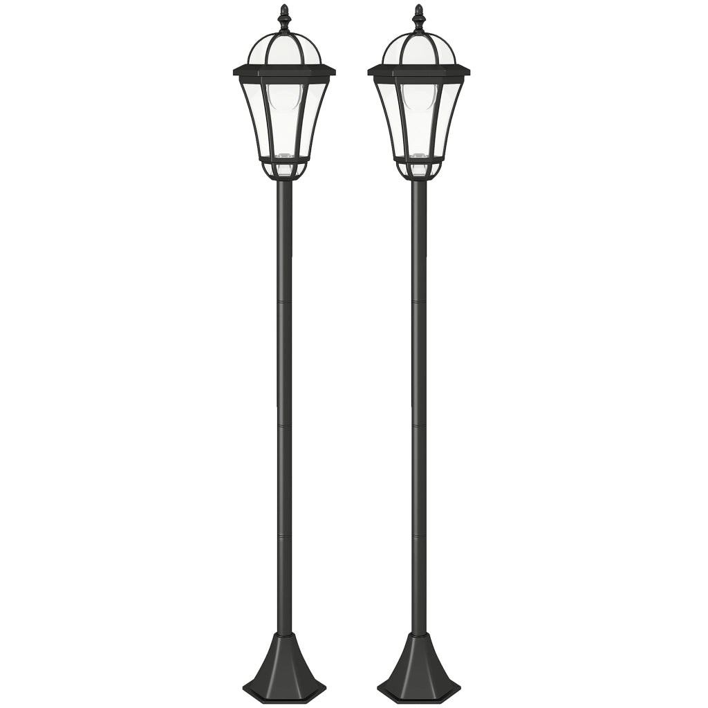 Lampada solare da giardino ¨C zephmum ¨C 2 pezzi, nero, 129 cm