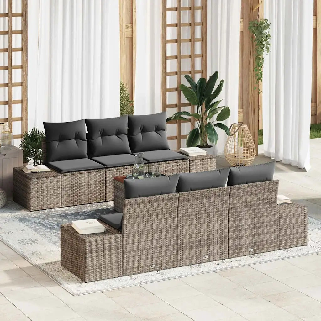 Set Divano da Giardino 7 pcs Grigio polyrattan 3356571