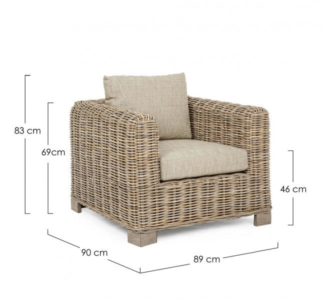 Poltrona 89x90x83h cm con Cuscini Fortaleza