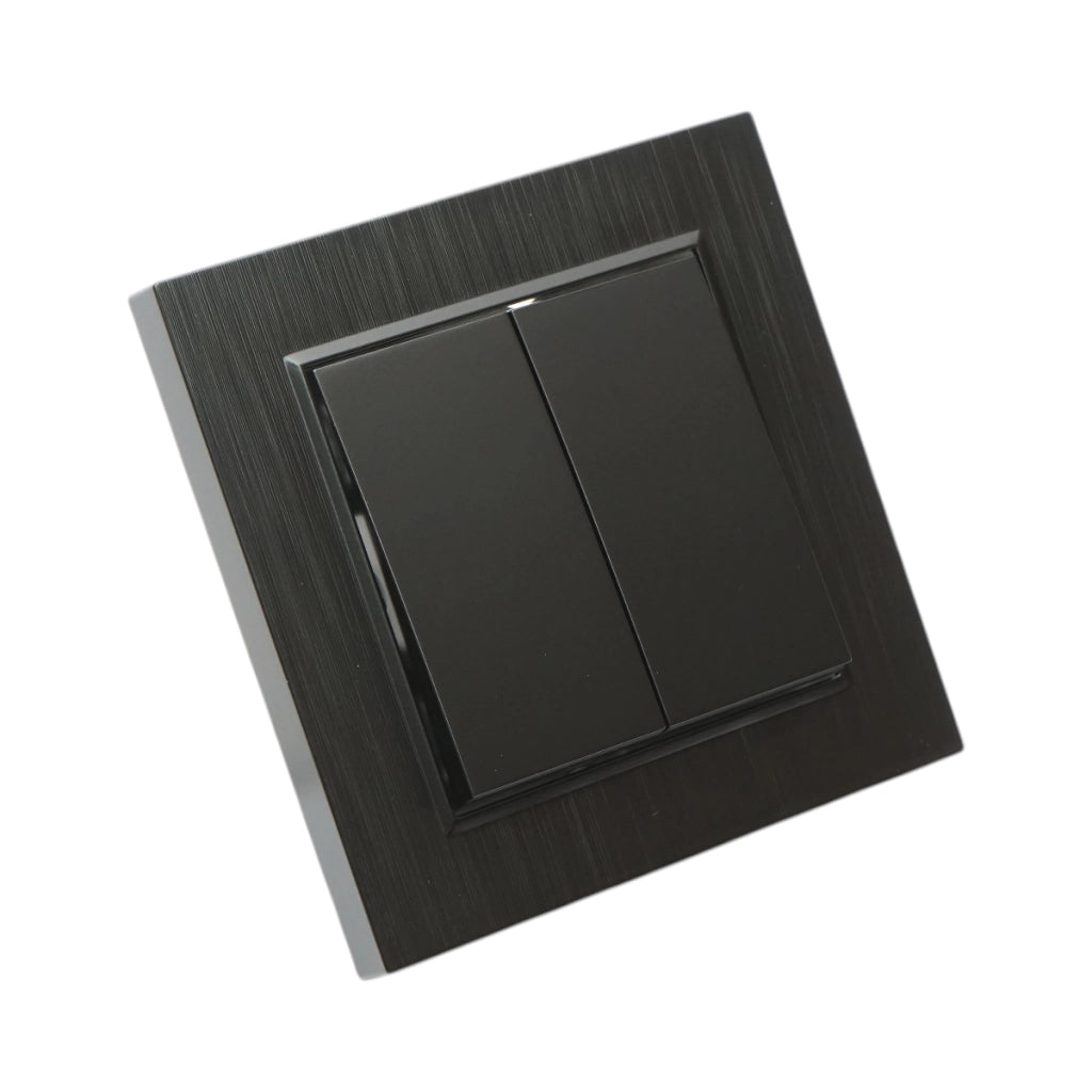 Interruttore a doppia testa, nero, da incasso, 220V, 10AX, ABS 80x80mm