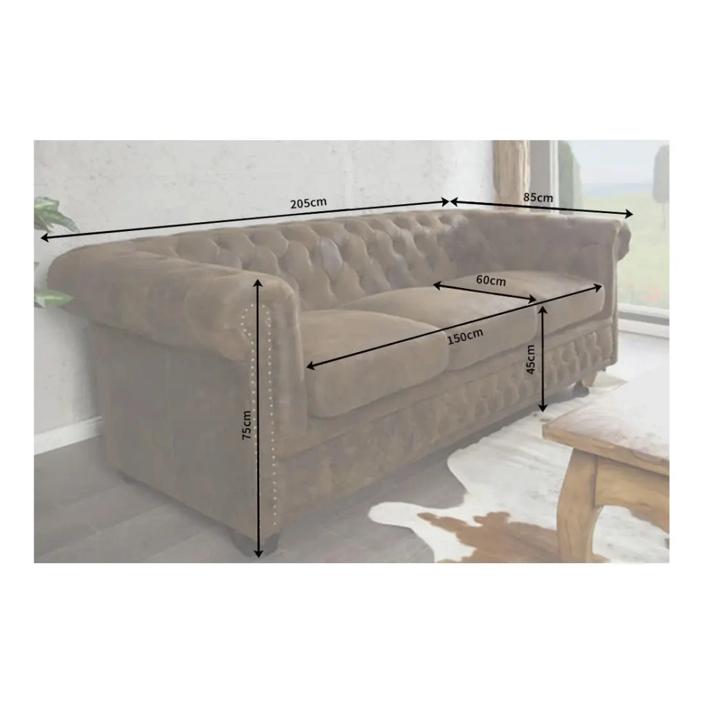 Divano dritto EDGAR – Marrone – 3 posti – Stile barocco