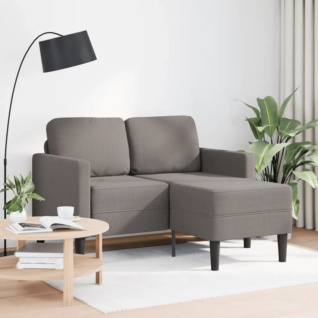 Divano 2 Posti con Chaise a L Tortora 125 cm in Tessuto 4107064