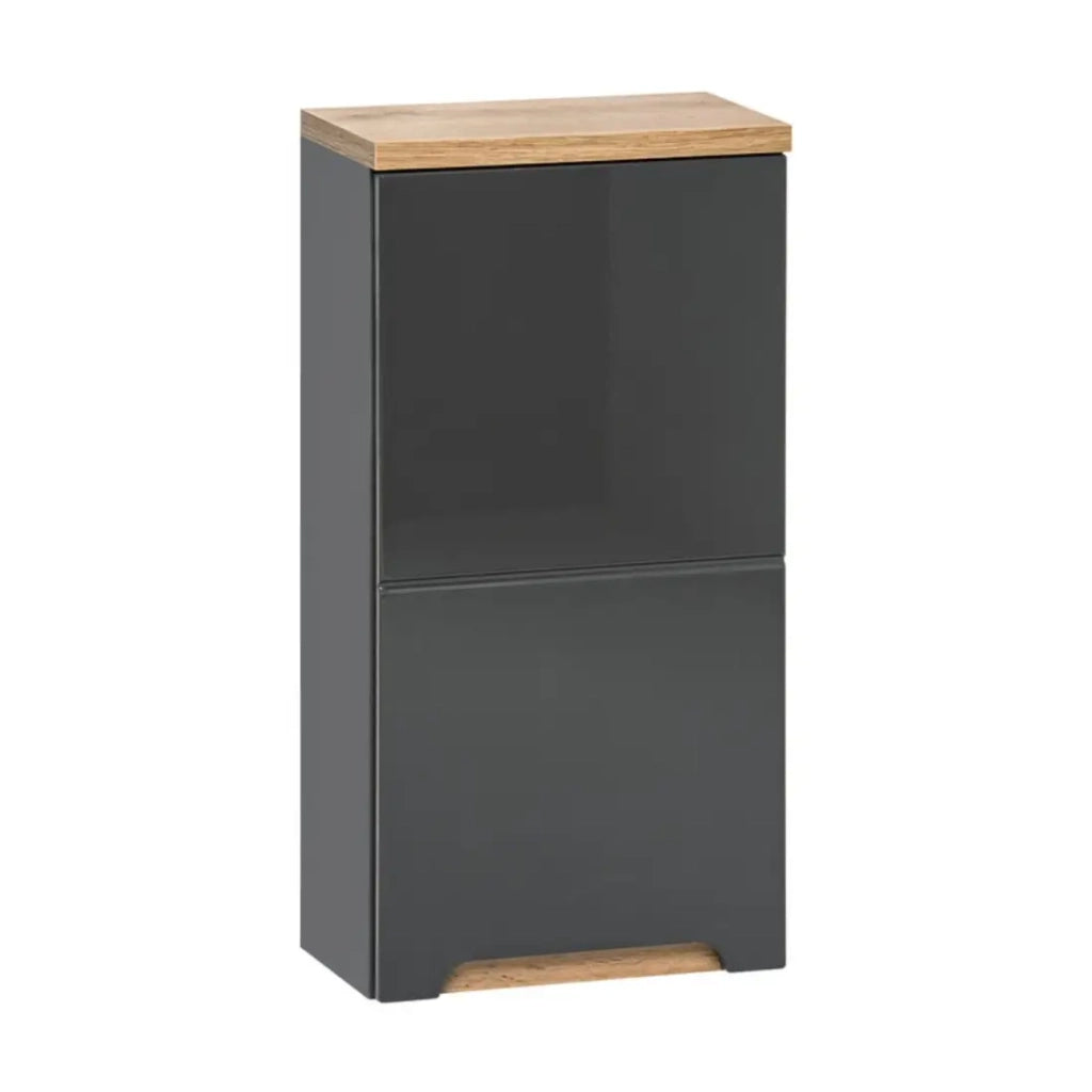 Mobile da bagno ERMANO – Finitura in legno e grigio lucido, 35 cm
