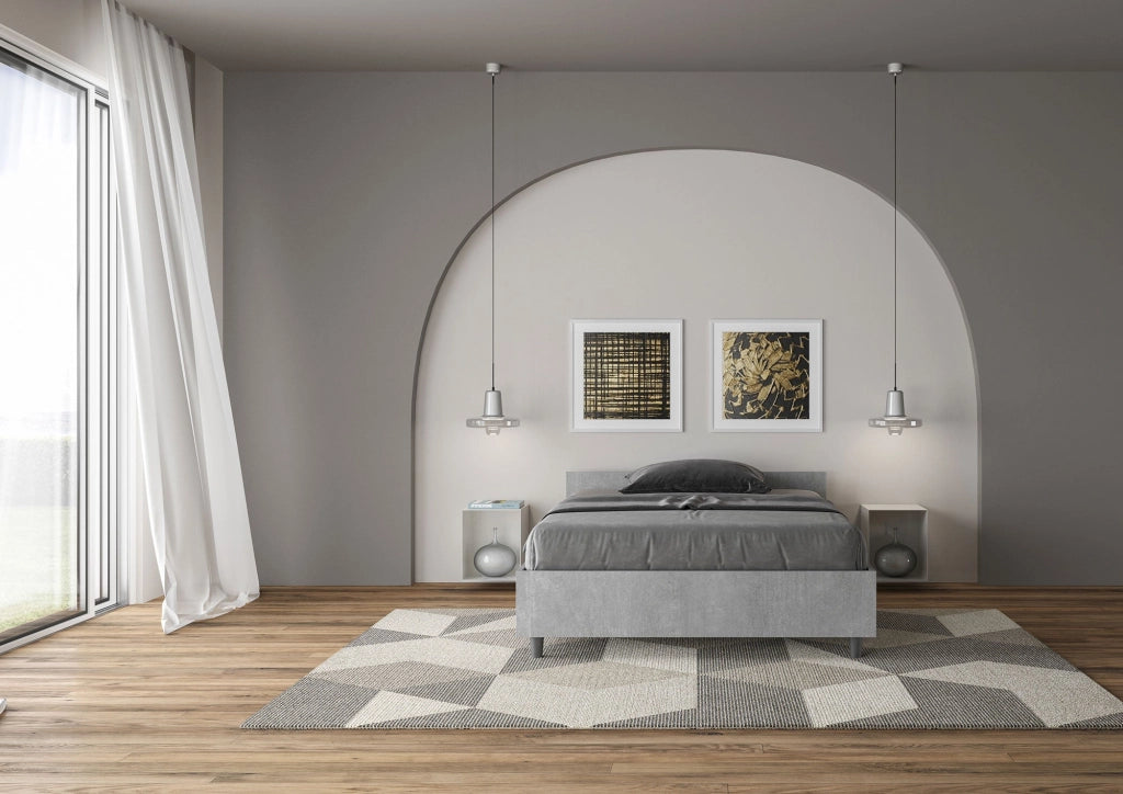 Letto 1 Piazza e Mezzo 120x200 cm con Rete e Contenitore Nuamo Grigio