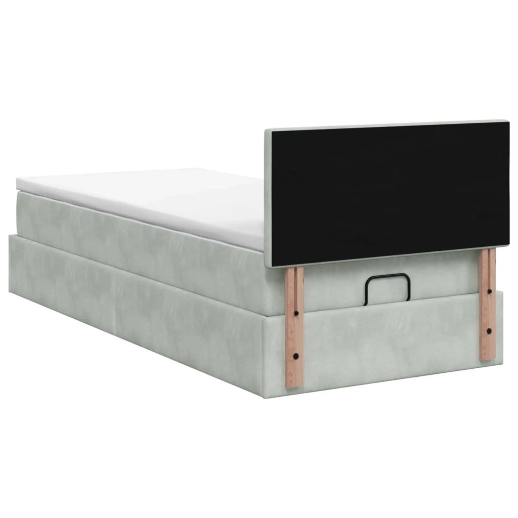 Letto Ottomano con Materasso e LED Grigio Chiaro 90 x 200 cm 3457041