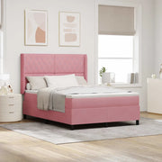 Letto a molle con testiera Rosa 140 x 200 cm Velluto