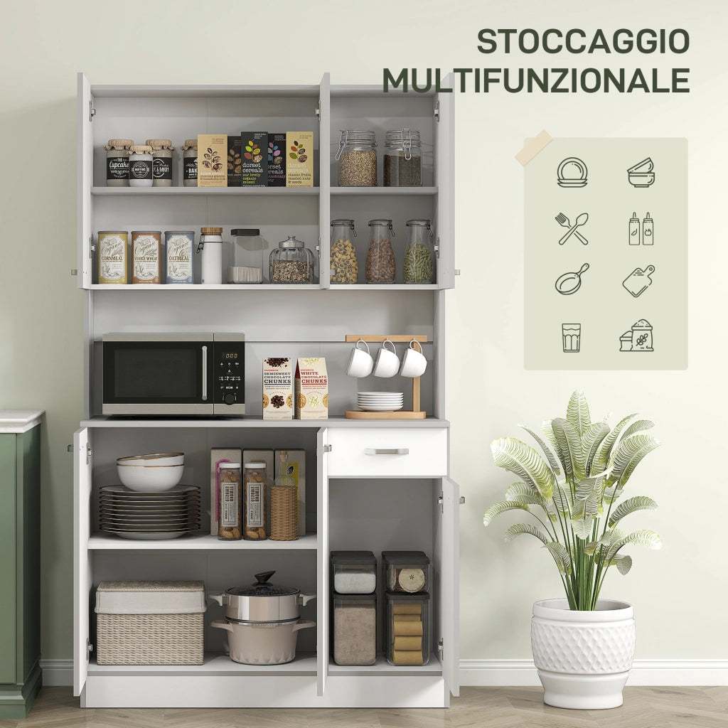 Armadio Bianco e Grigio con Cassetti e Ante ¨C Minimal ¨C 101x39x180 cm
