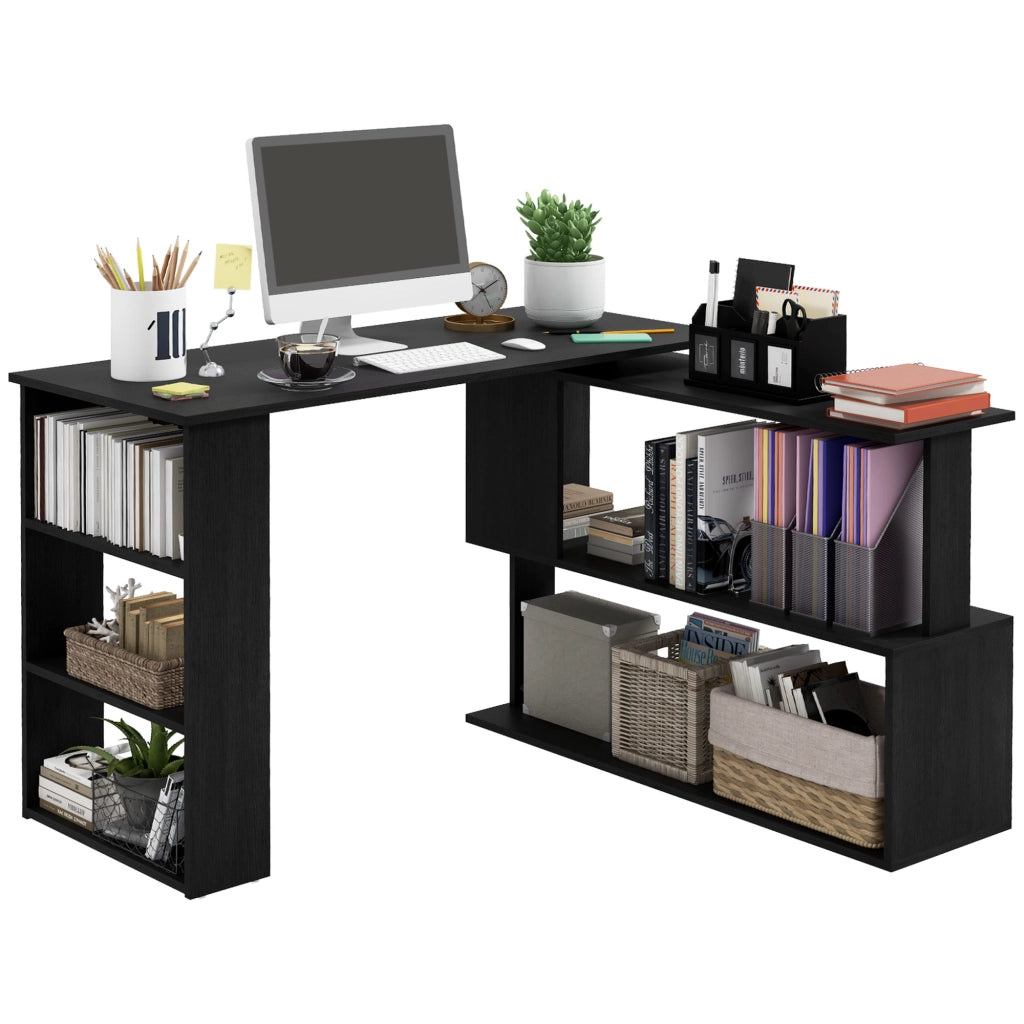 Scrivania angolare con libreria ¨C Minimal ¨C Nero 120x110x74,5 cm
