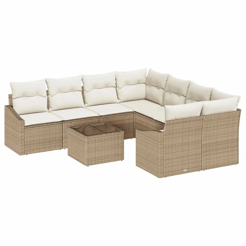 Set di divani con cuscino 9 pcs Beige e Crema polyrattan 3346661