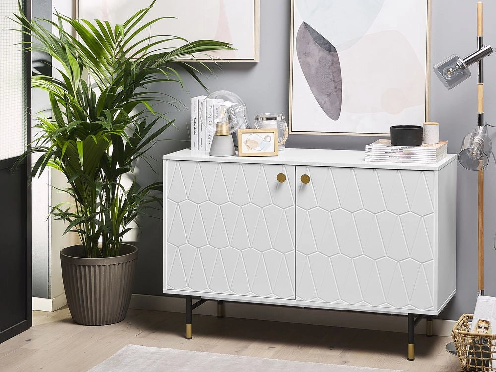 Credenza Bianca 2 Ante Mobiletto Portaoggetti Moderno E Minimalista
