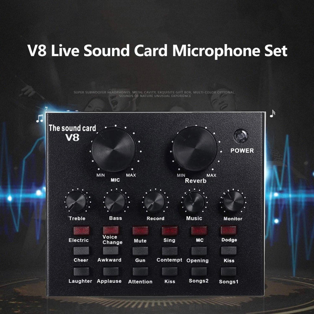 Trade Shop - Kit Per Registrazione Audio Con Effetti Sonori Live Scheda E Microfono Supporto -